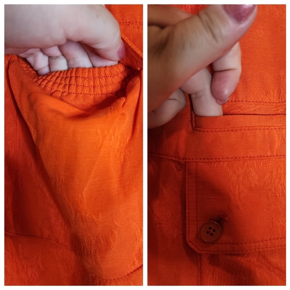 Anthropologie Cartonnier Orange Jaquard Full Zip Eisenhower Jacket Large - Picture 15 of 17